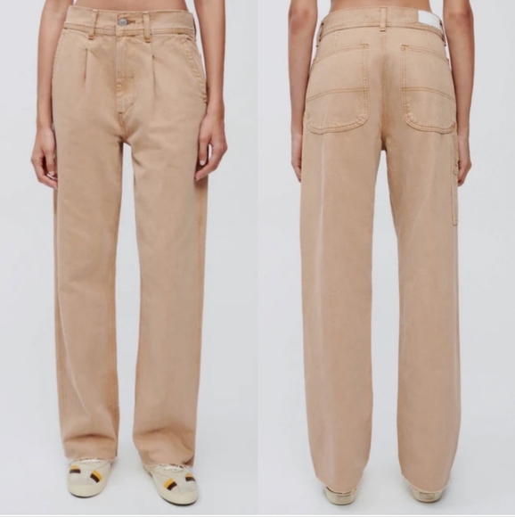 New Re/done Utility Loose Jeans In Washed Khaki - Picture 3 of 7